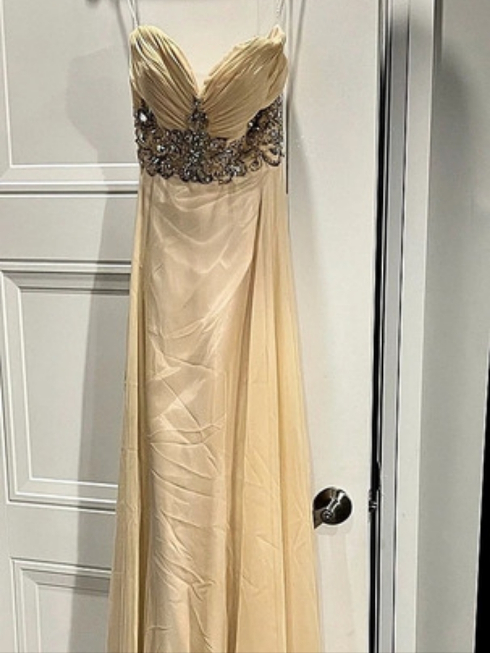 Fiesta Fashion Embellished Fill Length Dress in Gold